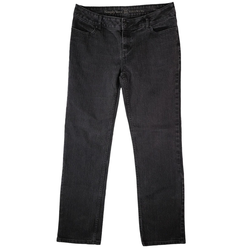 Simply Vera Wang Straight Leg Jeans Women's Size 8 Black Mid Rise Stretch